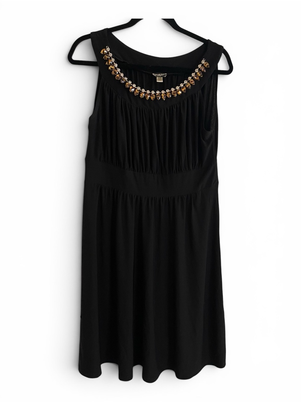 Haani Black Dress with Tortoiseshell and Gold Jewel Trim